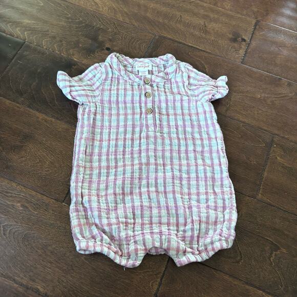 Cat and Jack Girls 6-9 Months Summer Romper Outfit Gauzy Striped - Picture 1 of 6